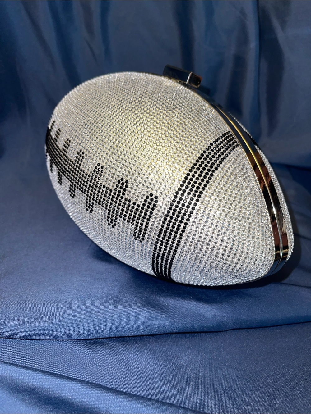 Crystal Football Clutch Wristlet - Silver & Black - Picture 3 of 6
